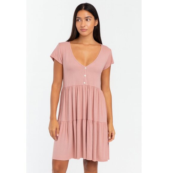 SEE YOU MONDAY Pink Button-Front Dress - Picture 1 of 3